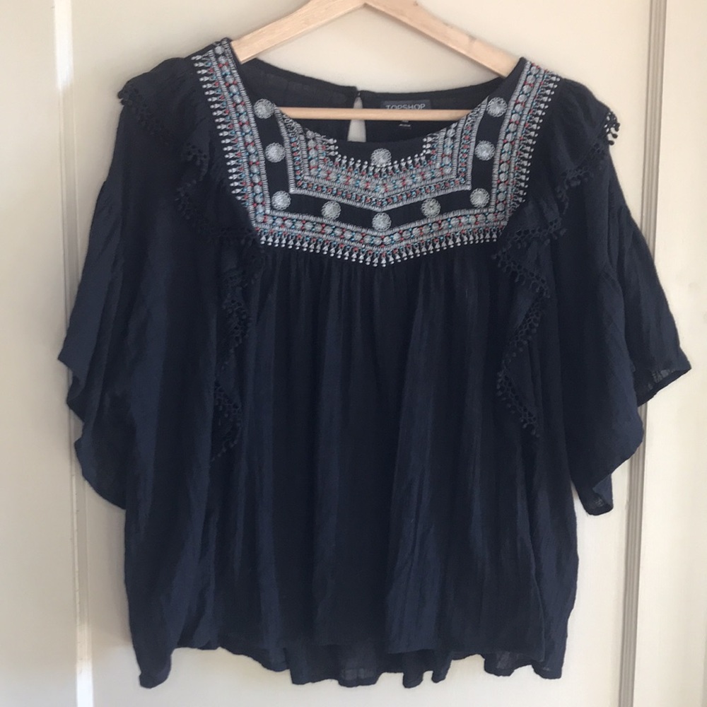 Topshop boho embroidered top